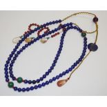 Chinese lapis lazuli & malachite court necklace