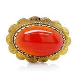 Antique 9ct rose gold and carnelian brooch