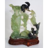 Chinese carved jade squirrel & vine figure