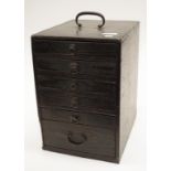 Vintage Japanese six drawer wooden case