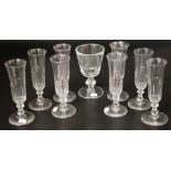 Eight 19th century champagne flute glasses