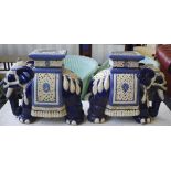 Pair of Chinese pottery elephant stools