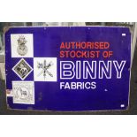 Vintage Binny Fabrics enamel sign