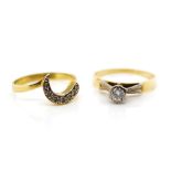 Two diamond set 18ct yellow gold rings