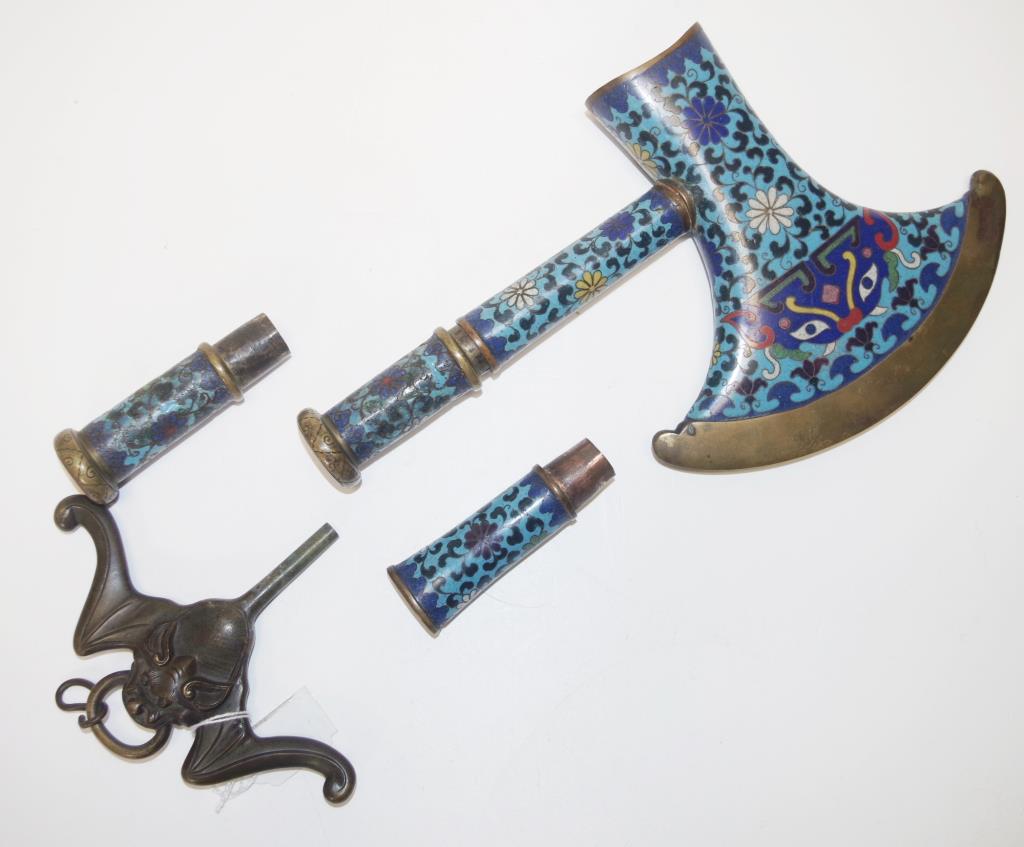 Good Japanese cloisonne ceremonial axe - Image 2 of 4