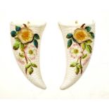 Antique pair ceramic wall pockets