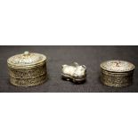 Three Middle Eastern silver plate trinket boxes
