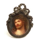 Antique framed French portrait miniature of Jesus