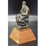 19th century French bronze seated figure of Moses
