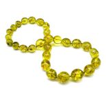 Green / yellow Baltic amber beaded necklace