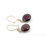 Garnet and rose gold set hanging earrings