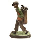 Bronze figure of a young golfer