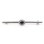 Sapphire and diamond set 18ct white gold brooch