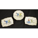 Three Royal Winton porcelain golfing ashtrays