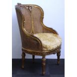 Antique French Louis XVI gilt bergere chair