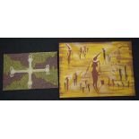 Two aboriginal acrylic on canvas paintings