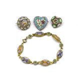 Four micro mosaic jewellery pieces