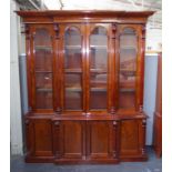 Large mahogany breakfront bookcase