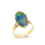 Opal triplet and 18ct yellow gold ring