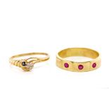 Two Gemstone set 9ct yellow gold rings