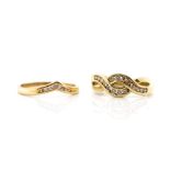 Two diamond and 9ct yellow gold rings