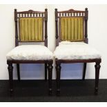 Pair of Victorian American walnut salon chairs