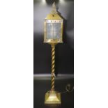 Vintage brass lantern style electric table lamp