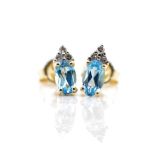 Topaz and diamond set 9ct yellow gold stud