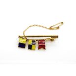 9ct yellow gold and enamel yachting flag brooch