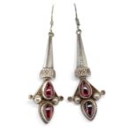Garnet and sterling silver drop earrings