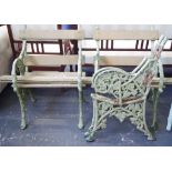 Six antique cast iron garden bench seat ends