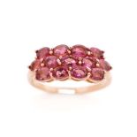 Pink tourmaline set rose gilt silver ring