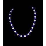 Lapis and jade beaded necklace