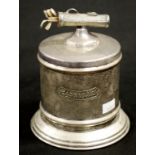 Silver plate lidded golfing cigarette jar