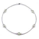 Pearl and diamond set 18ct white gold omega