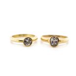 Two Cubic zirconia set 9ct yellow gold rings