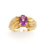 Amethyst and 9ct yellow gold ring