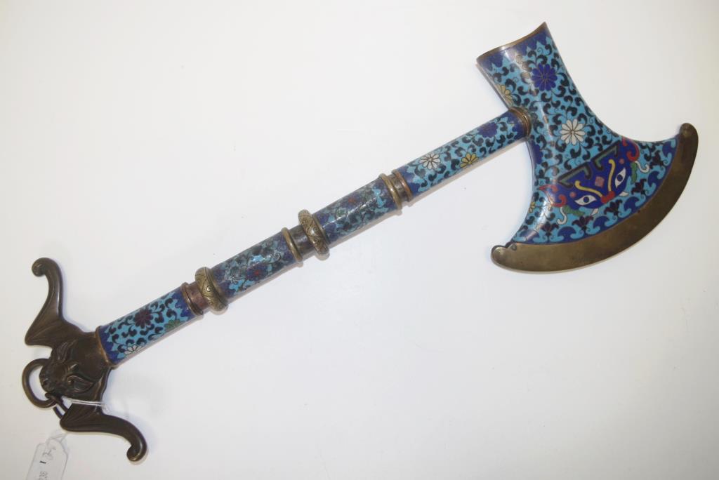 Good Japanese cloisonne ceremonial axe - Image 3 of 4