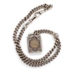 George VI sterling silver fob chain and a pendant