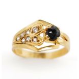 Sapphire and spinel set yellow gold ring