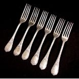 Six French Christofle Marly silver plate forks