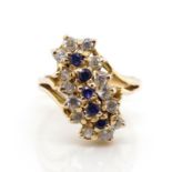 Corundum and cz set 9ct yellow gold ring