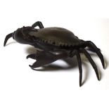 Vintage English bronzed crab form ink well