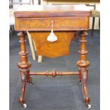 Antique walnut sewing / games table