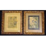 Two vintage Chinese framed watercolours on silk