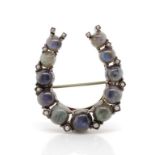 Antique labradorite and seed pearl brooch