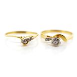 Two diamond and 18ct yellow gold ring
