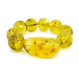 Yellow / green Baltic amber beaded bracelet