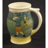 Rare Royal Doulton Queensware golfing tankard