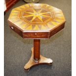 Vintage inlaid decorated hexagonal work table